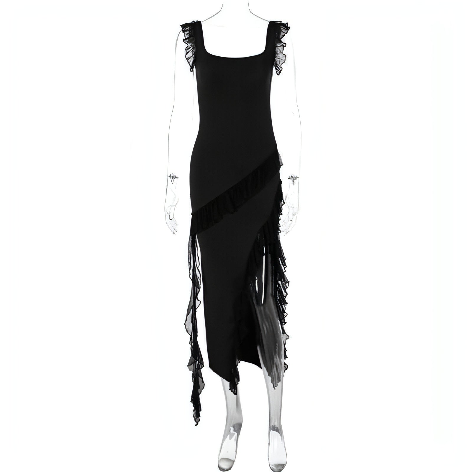 Female Summer Fashionable Stringy Selvedge Stitching Temperament Dress Carmine Juneberry