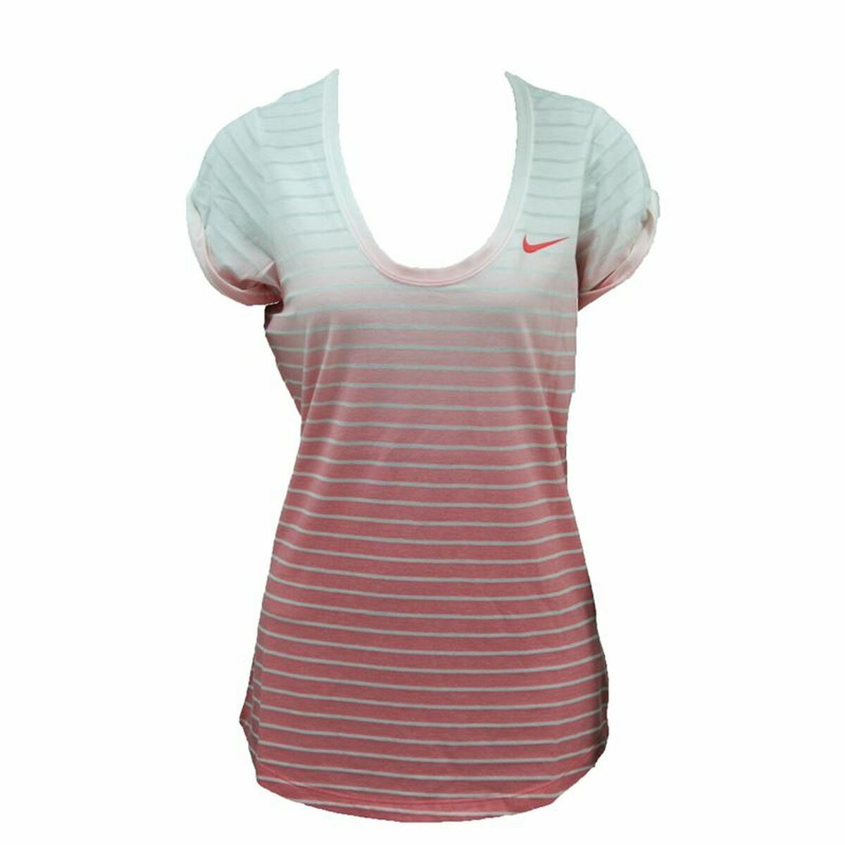 Women’s Short Sleeve T-Shirt Nike SS Dip Dye Burnout Red White Bigbuy