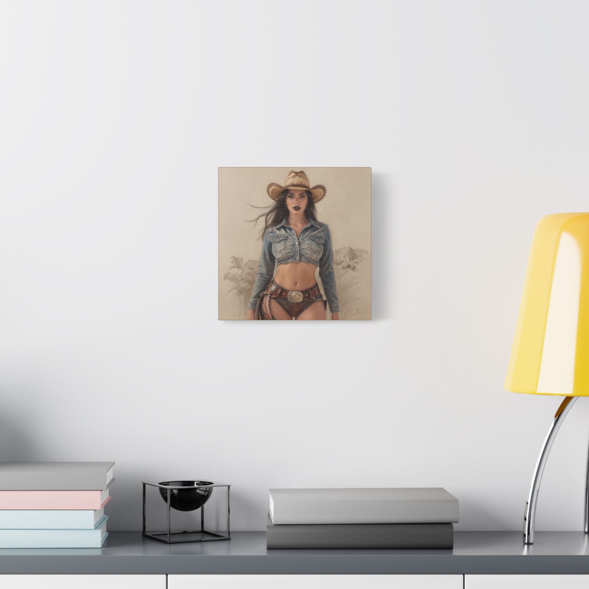 Cowgirl Portrait Satin Canvas Print — Stretched Wall Art