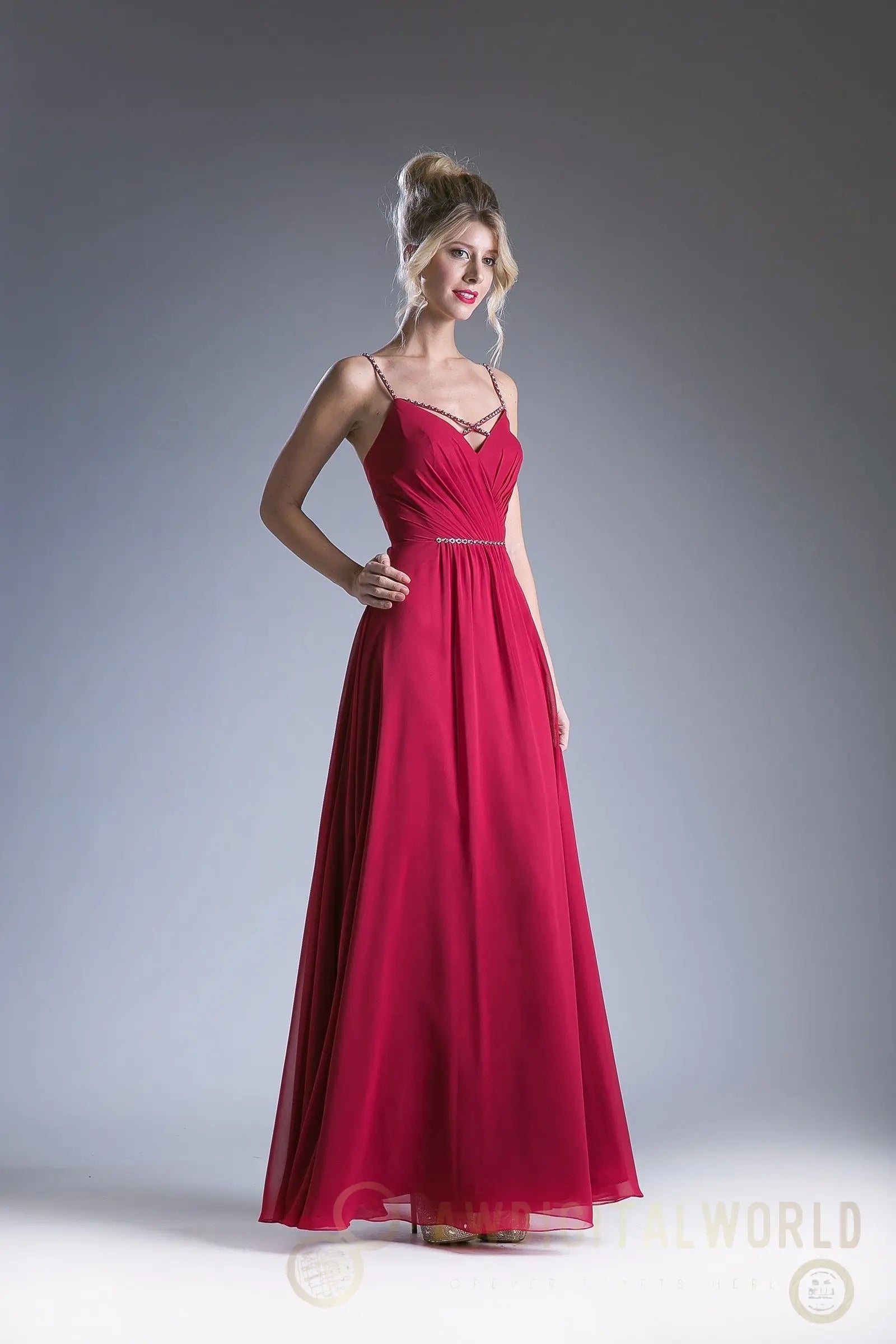 V Neckline With a Beaded Band Dress Tux-USA