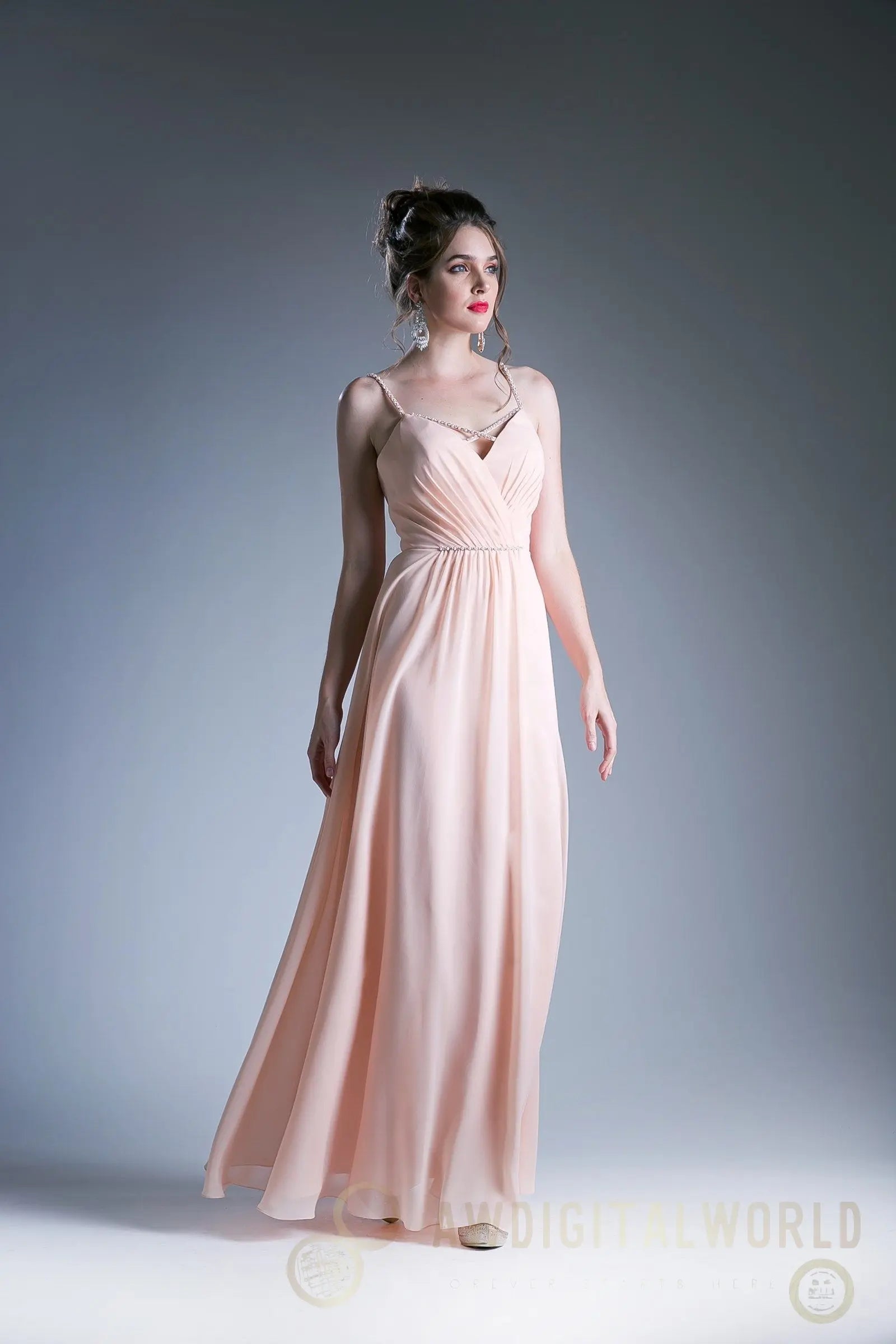 V Neckline With a Beaded Band Dress Tux-USA
