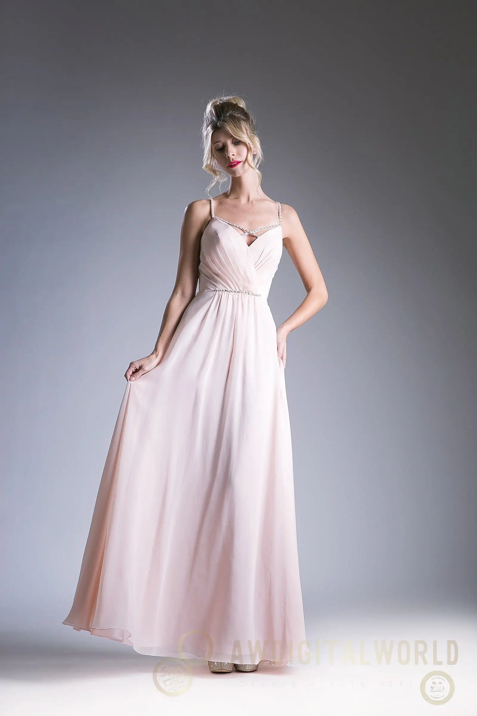 V Neckline With a Beaded Band Dress Tux-USA