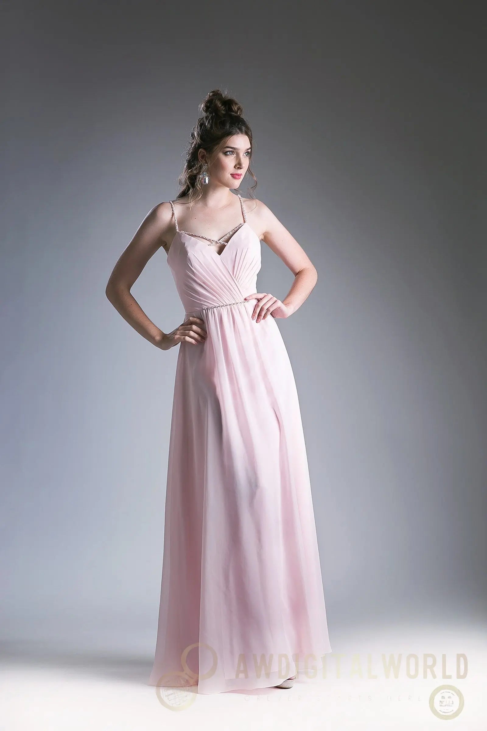 V Neckline With a Beaded Band Dress Tux-USA