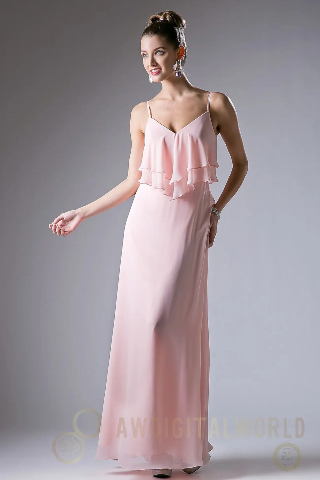 Chiffon Sheath Dress with a V Neckline Tux-USA