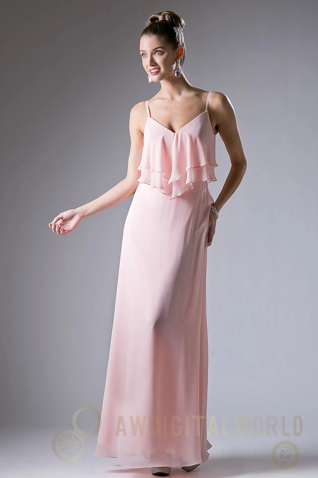 Chiffon Sheath Dress with a V Neckline Tux-USA