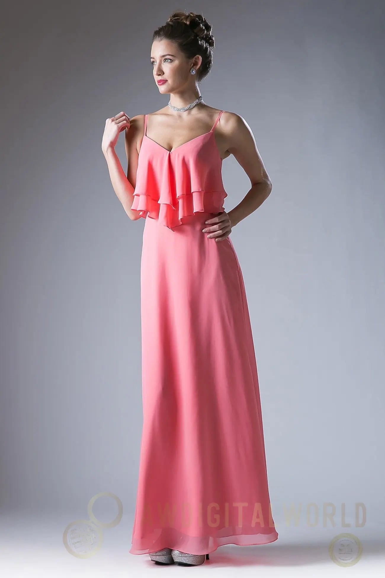 Chiffon Sheath Dress with a V Neckline Tux-USA