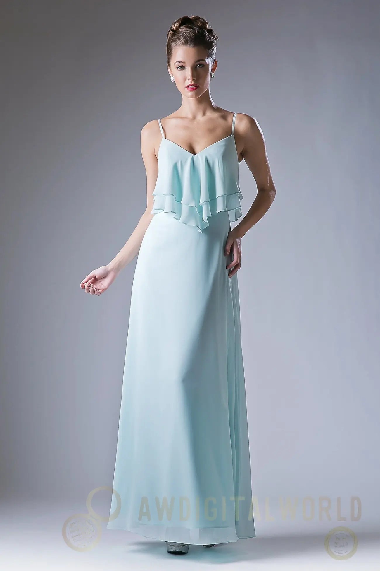 Chiffon Sheath Dress with a V Neckline Tux-USA