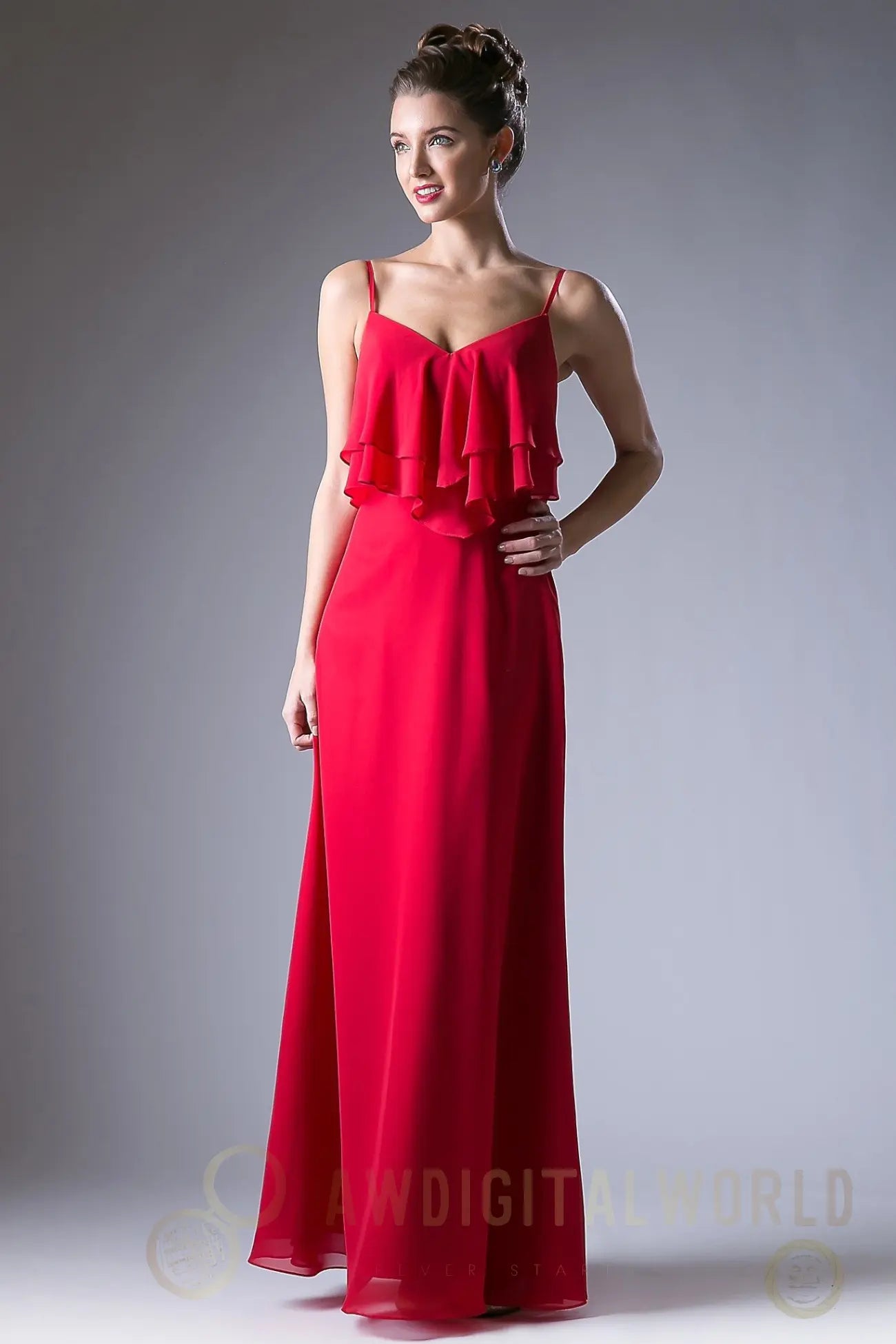 Chiffon Sheath Dress with a V Neckline Tux-USA