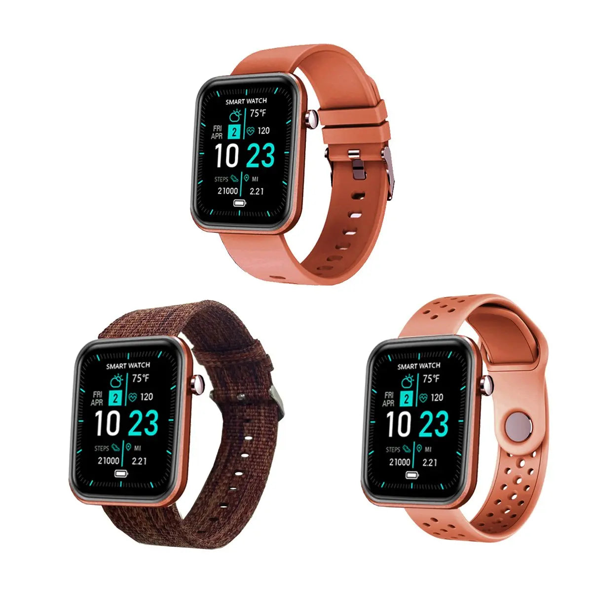 Advanced Smartwatch With Three Bands And Wellness + Activity Tracker Salmon Lucky