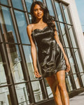 Carlotta Satin Slip Mini Dress Azure Thanatos