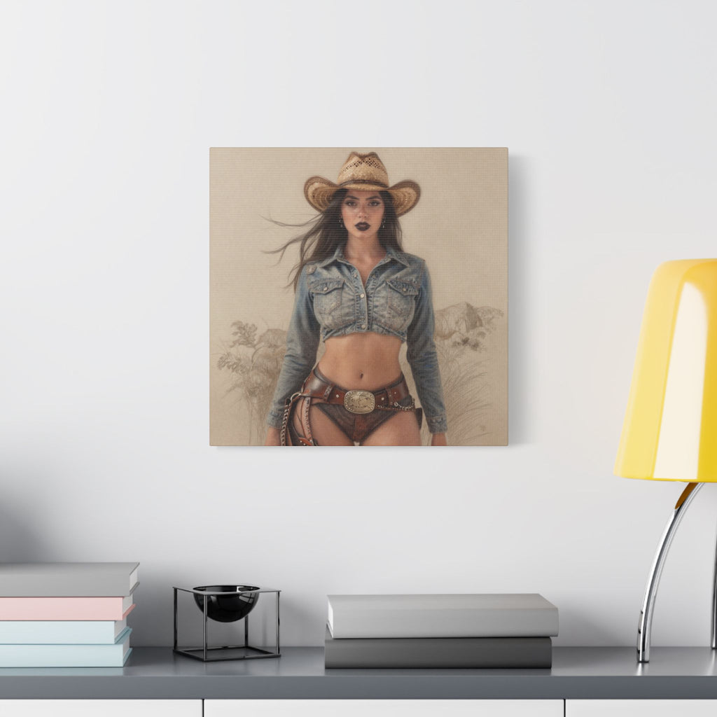 Cowgirl Portrait Satin Canvas Print — Stretched Wall Art