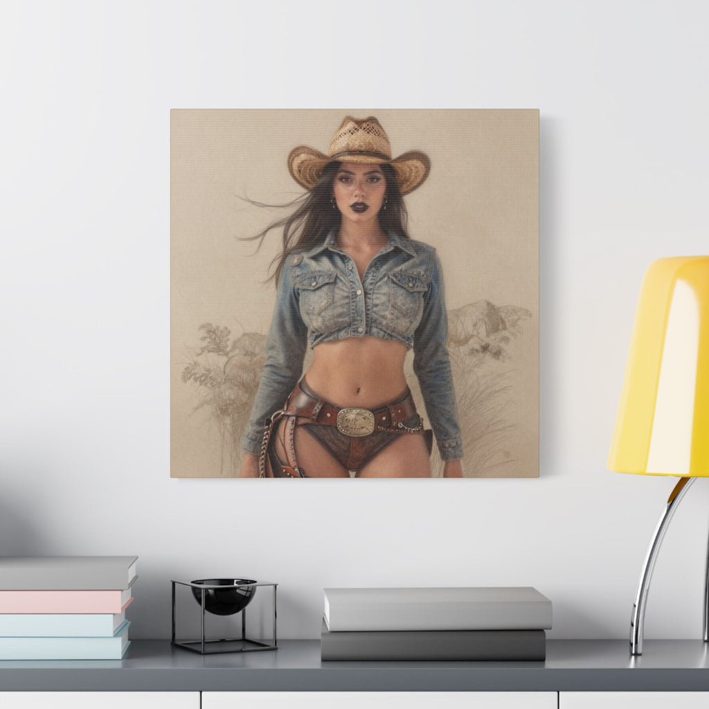 Cowgirl Portrait Satin Canvas Print — Stretched Wall Art