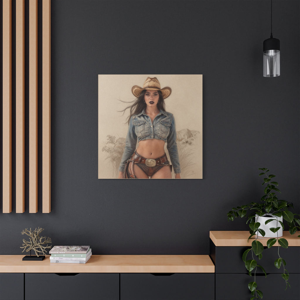 Cowgirl Portrait Satin Canvas Print — Stretched Wall Art