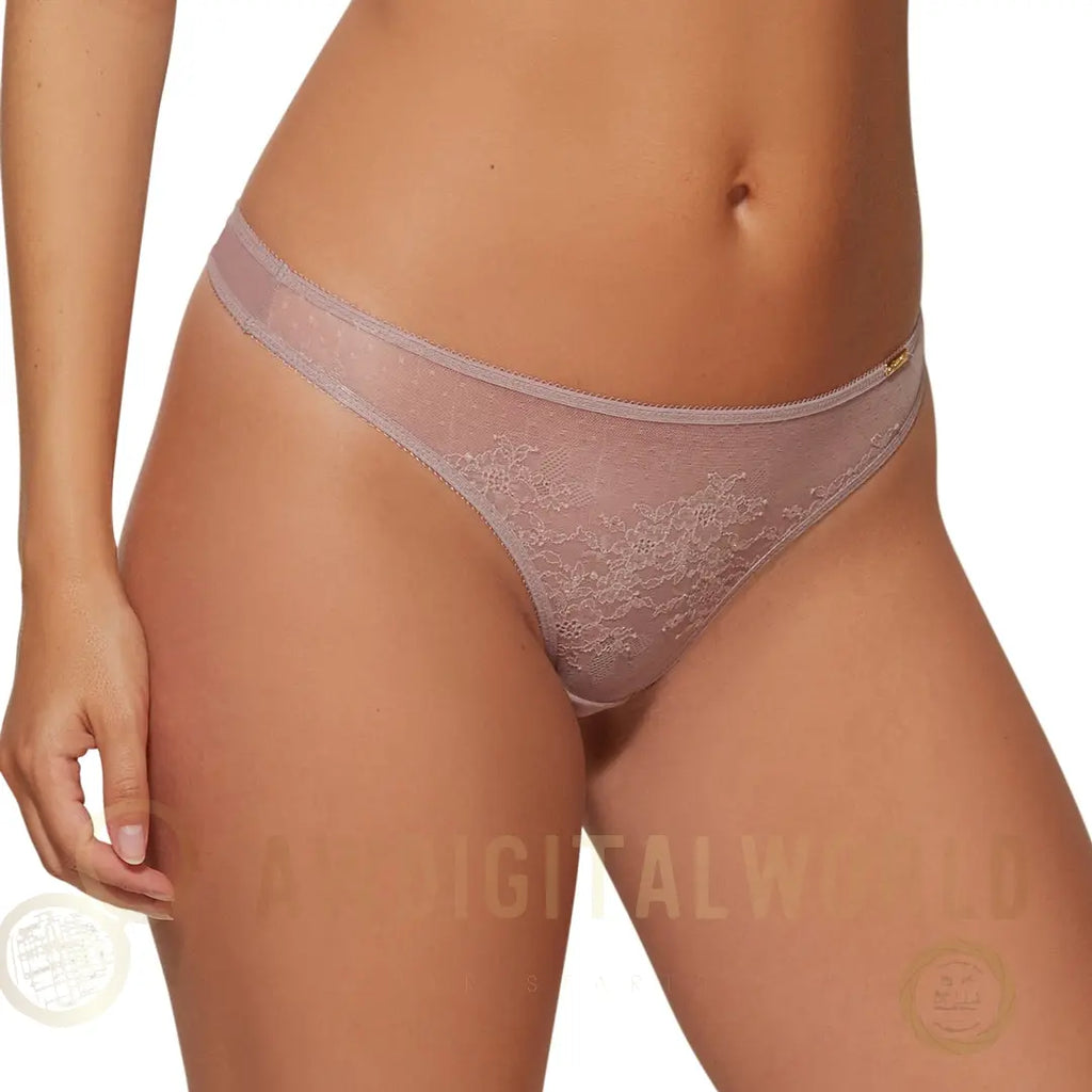 Gossard Glossies Lace Mink Sheer Mesh Thong Panty-2