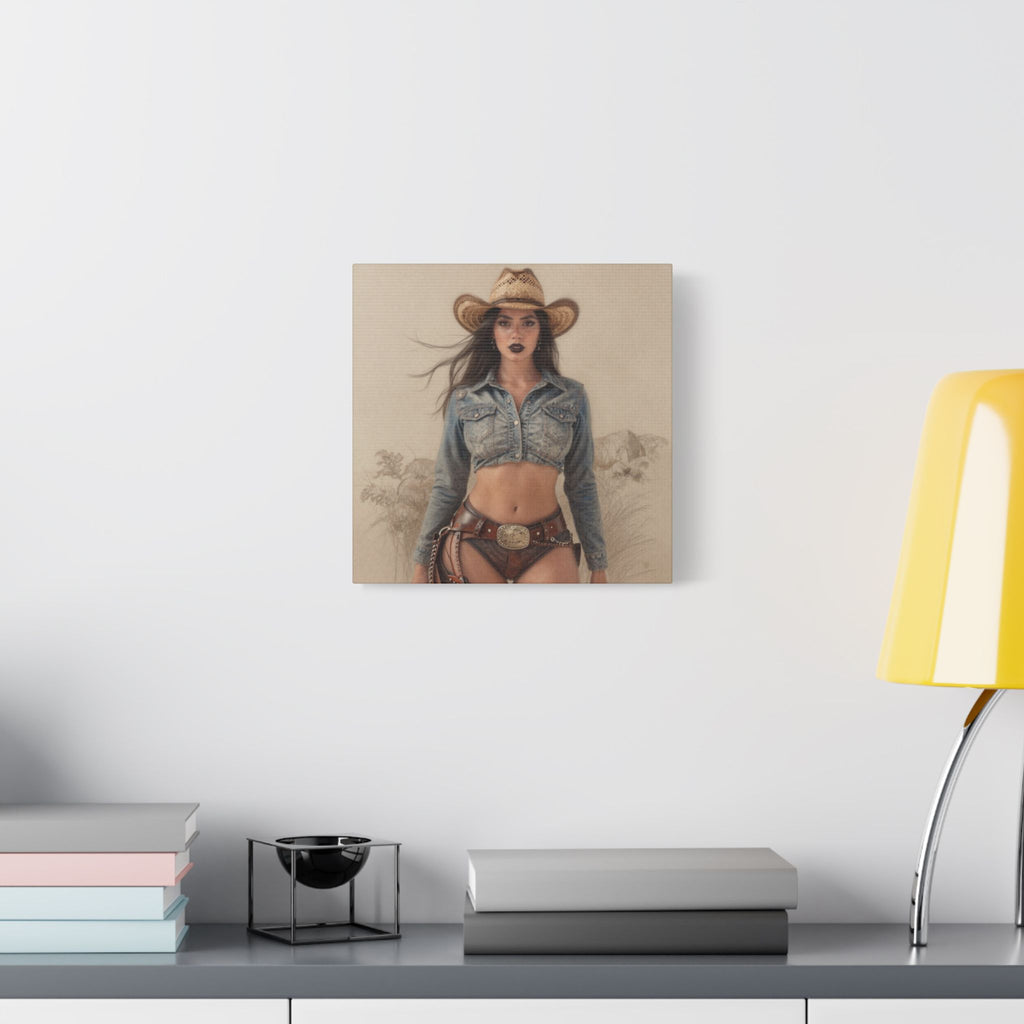 Cowgirl Portrait Satin Canvas Print — Stretched Wall Art