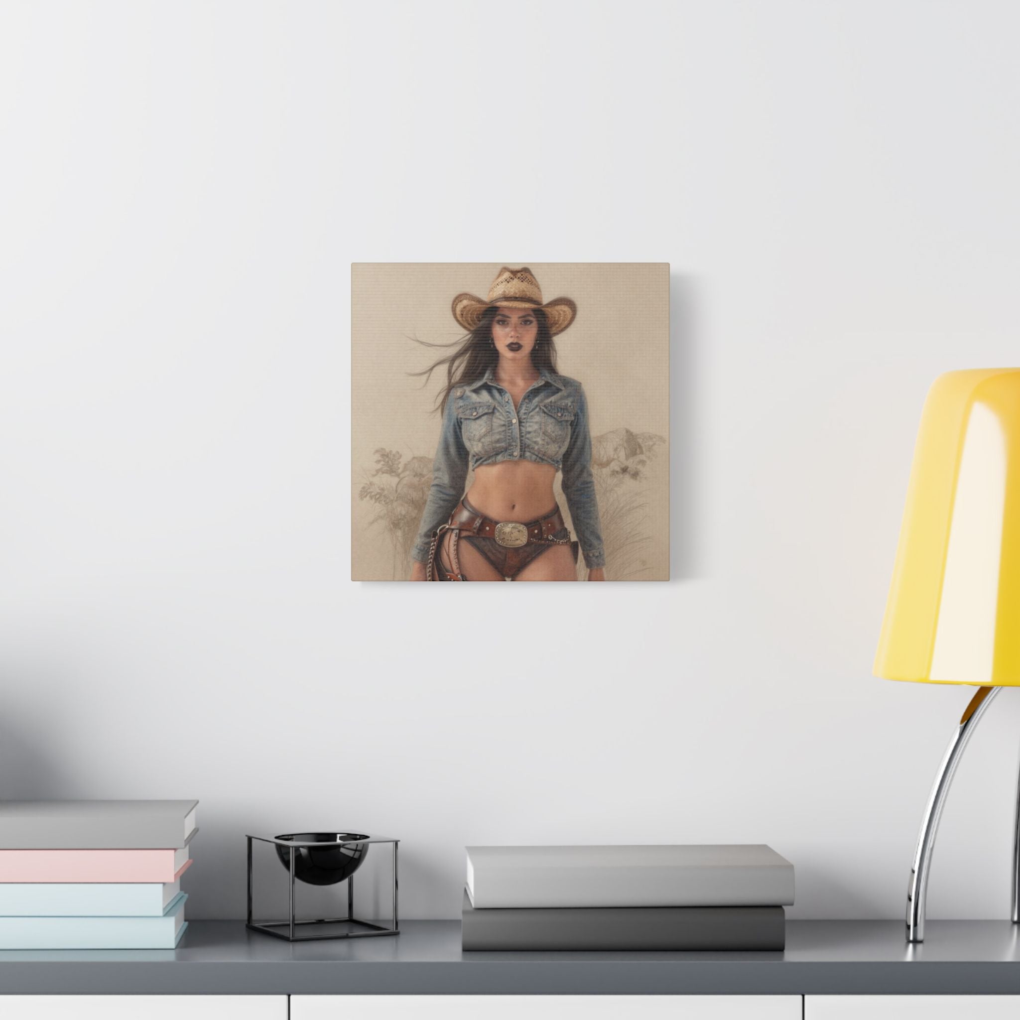 Cowgirl Portrait Satin Canvas Print — Stretched Wall Art