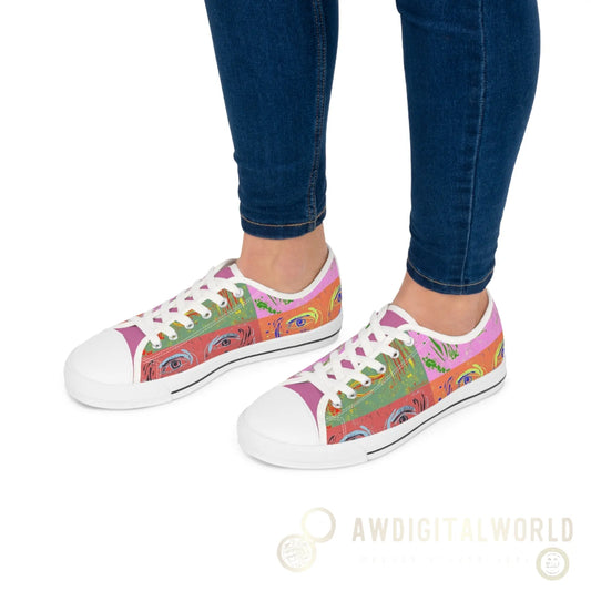 Women's Low Top Sneakers - "Woman Goes Pop!" Lemon Alfie