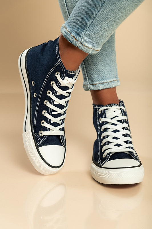 High-top canvas sneakers, dark blue Scarlet Chaos