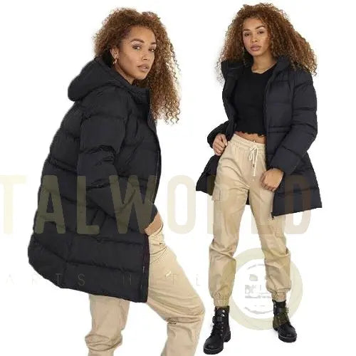 Ladies Brave Soul Dominica Long Padded Jacket Brave Soul