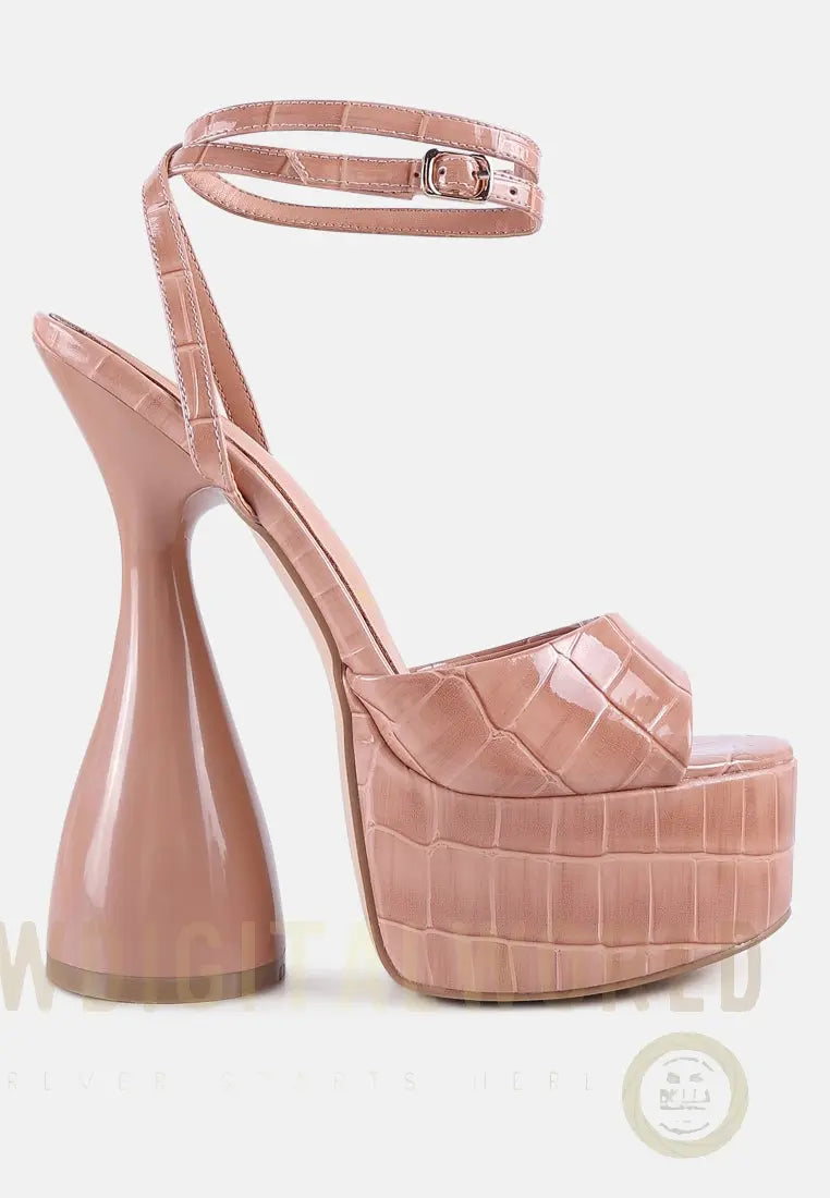 Drop Dead Patent Croc Ultra High Platform Sandals London Rag