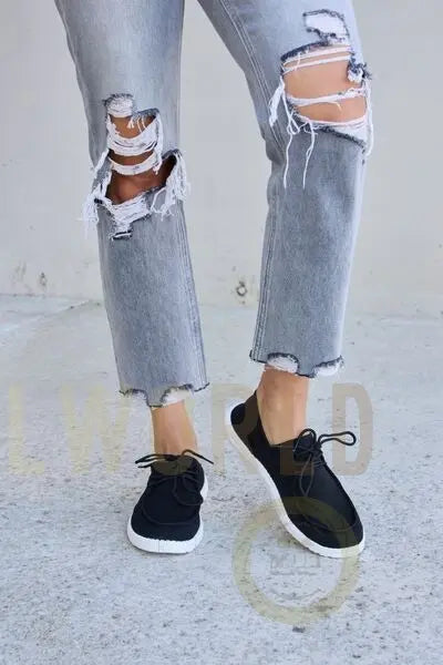 Forever Link Flat Round Toe Lace-Up Sneakers Andrew & Wendy