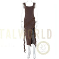 Female Summer Fashionable Stringy Selvedge Stitching Temperament Dress Carmine Juneberry