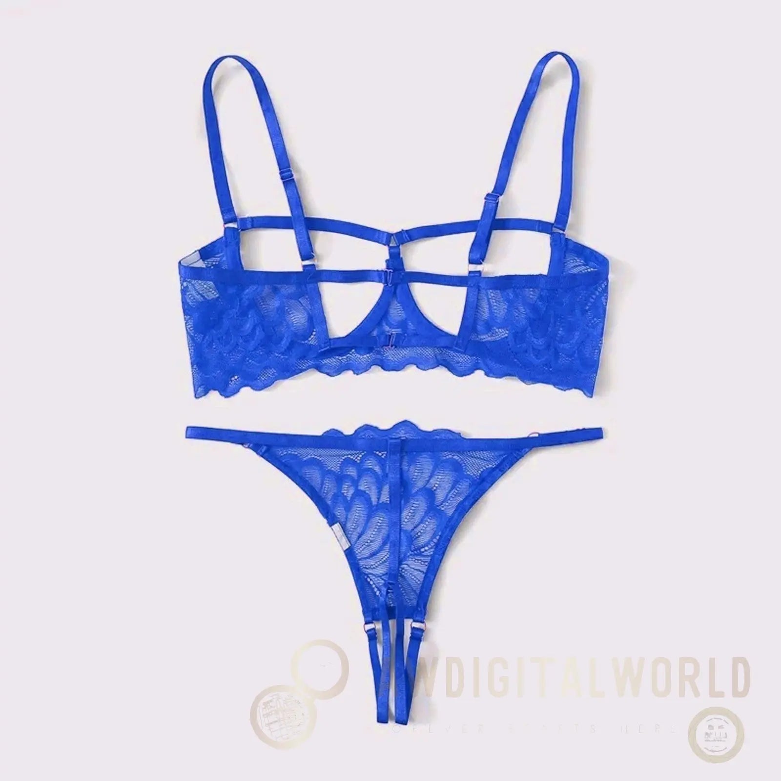 2-Piece Peek-a-boo Bra and Crotchless G-String Set - S/M/L/XL JOJO Lingerie