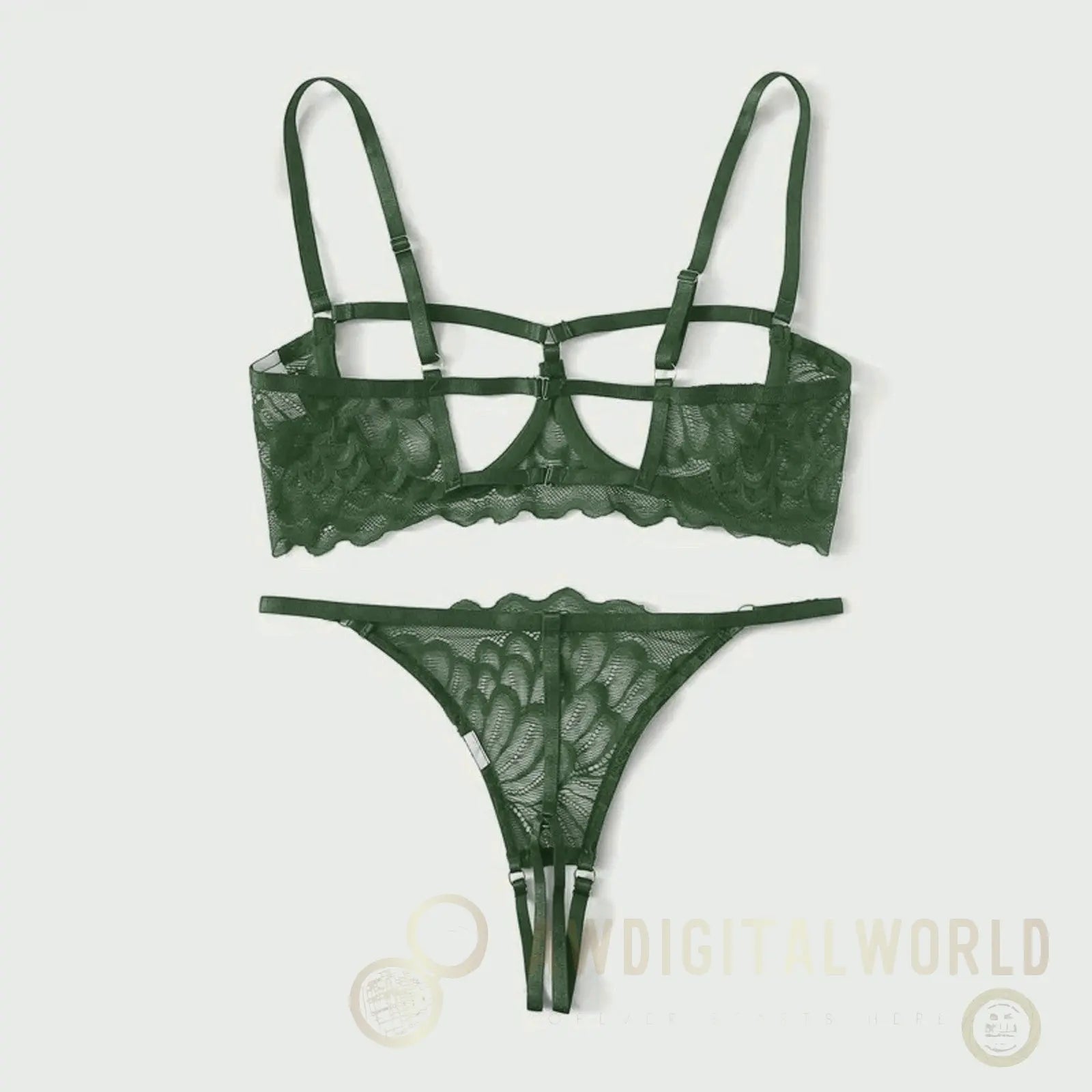 2-Piece Peek-a-boo Bra and Crotchless G-String Set - S/M/L/XL JOJO Lingerie