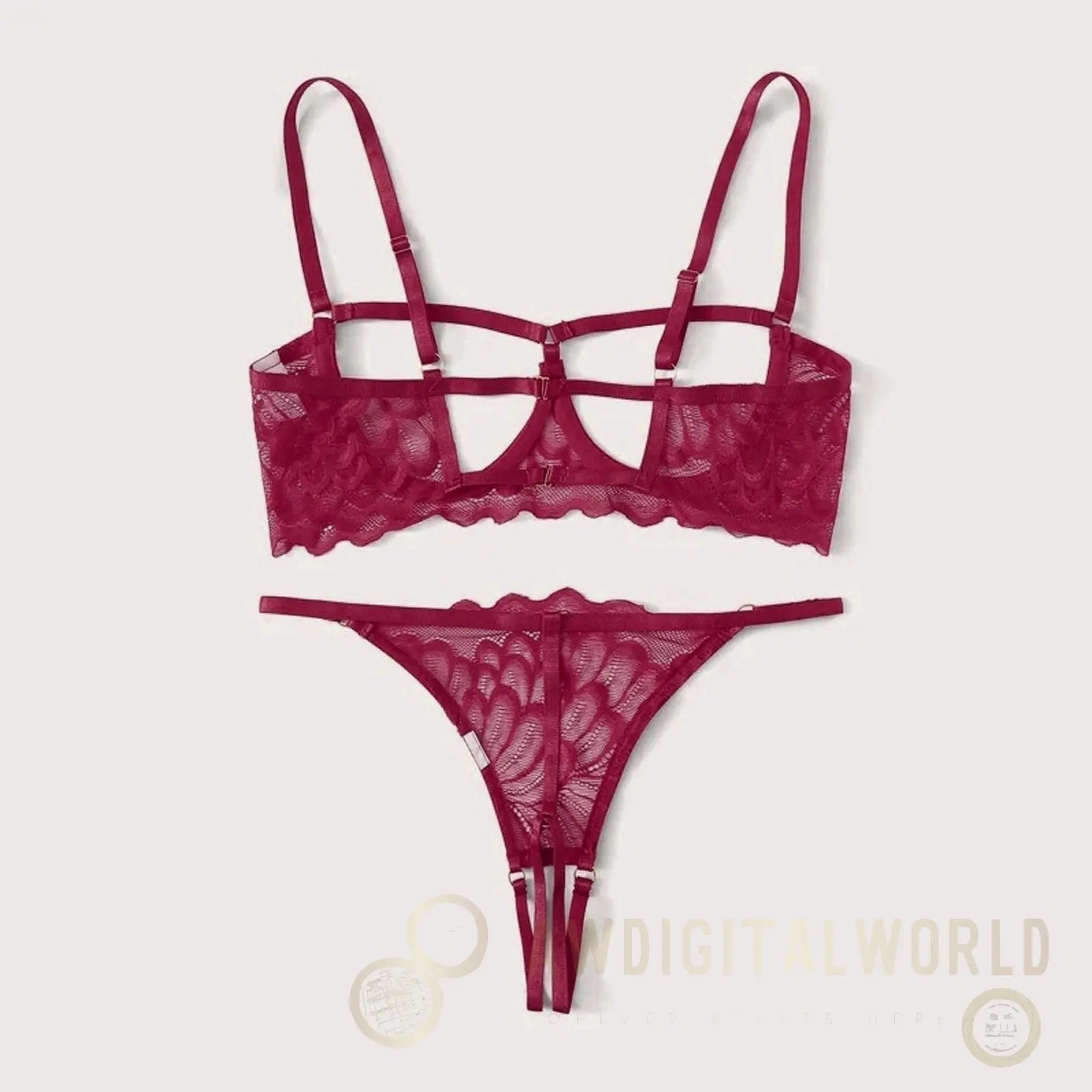 2-Piece Peek-a-boo Bra and Crotchless G-String Set - S/M/L/XL JOJO Lingerie
