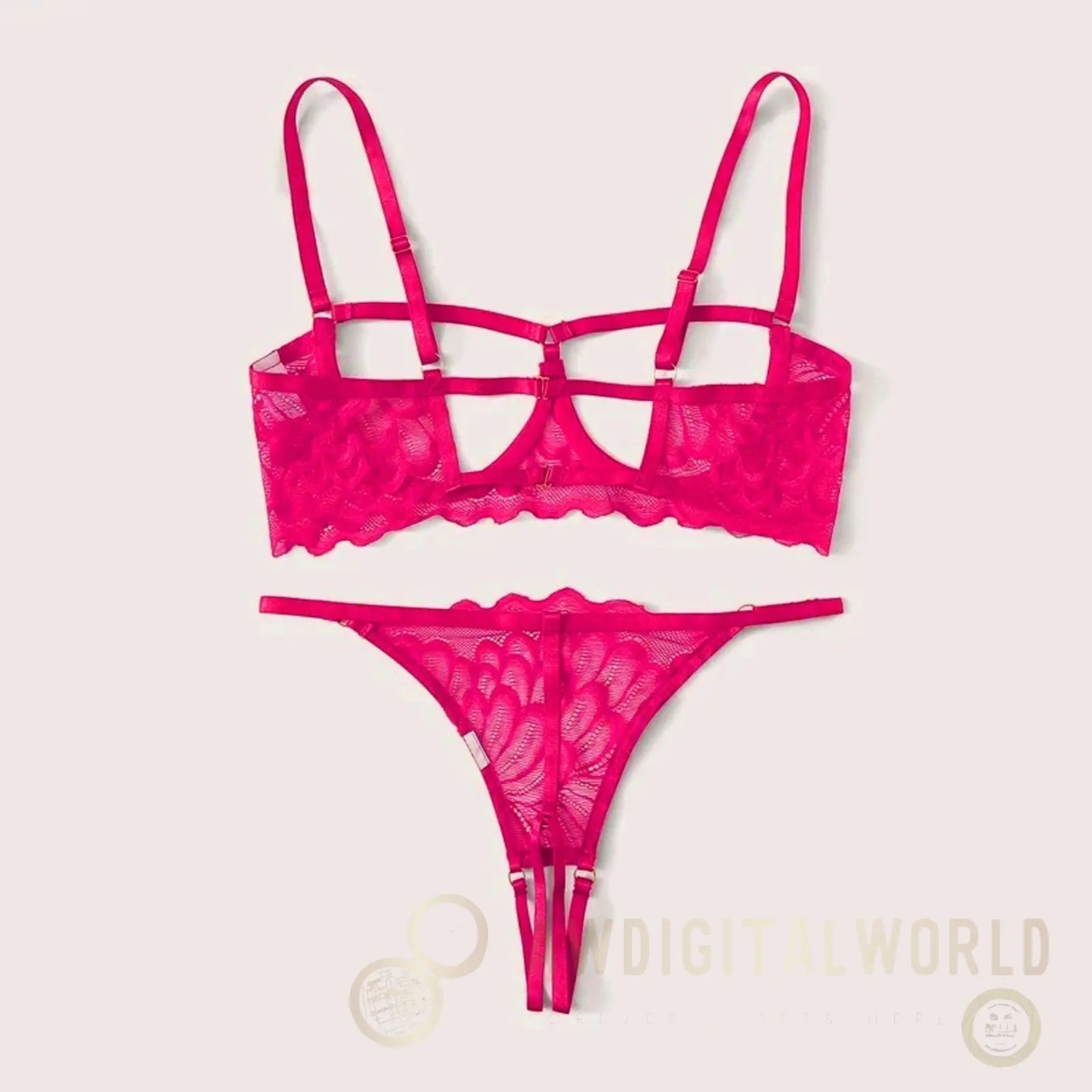 2-Piece Peek-a-boo Bra and Crotchless G-String Set - S/M/L/XL JOJO Lingerie