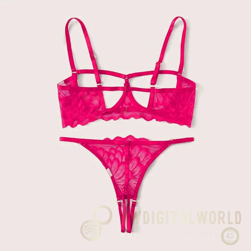 2-Piece Peek-a-boo Bra and Crotchless G-String Set - S/M/L/XL JOJO Lingerie