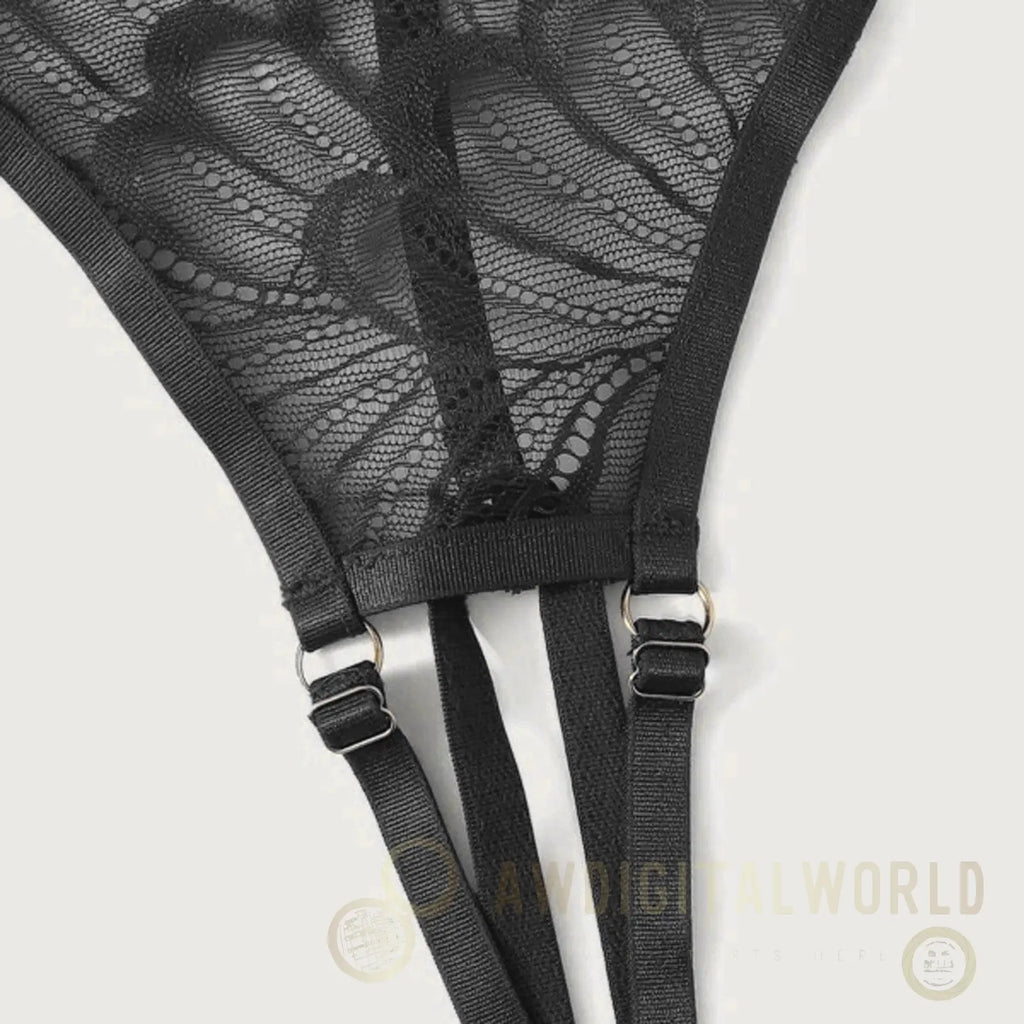 2-Piece Peek-a-boo Bra and Crotchless G-String Set - S/M/L/XL JOJO Lingerie