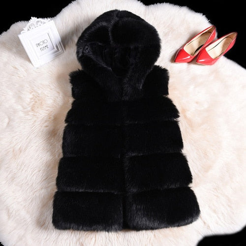 2022 Winter Sleeveless Artificial Fox Fur Coat Gilet Faux Fur Jacket Lavender Coco