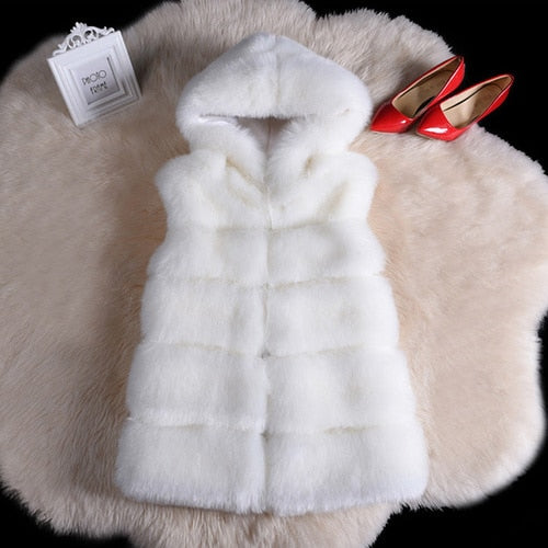 2022 Winter Sleeveless Artificial Fox Fur Coat Gilet Faux Fur Jacket Lavender Coco