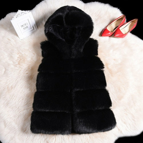 2022 Winter Sleeveless Artificial Fox Fur Coat Gilet Faux Fur Jacket Lavender Coco