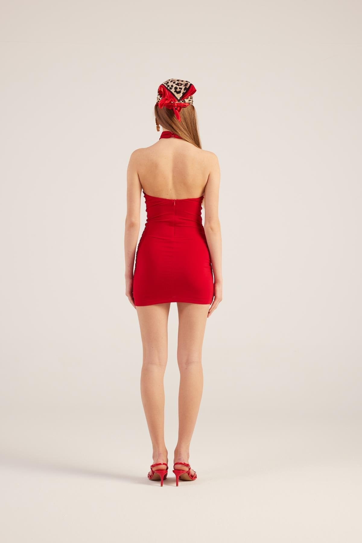 Rachel Red Halter Neck Mini Dress Buy Me Fur Ltd