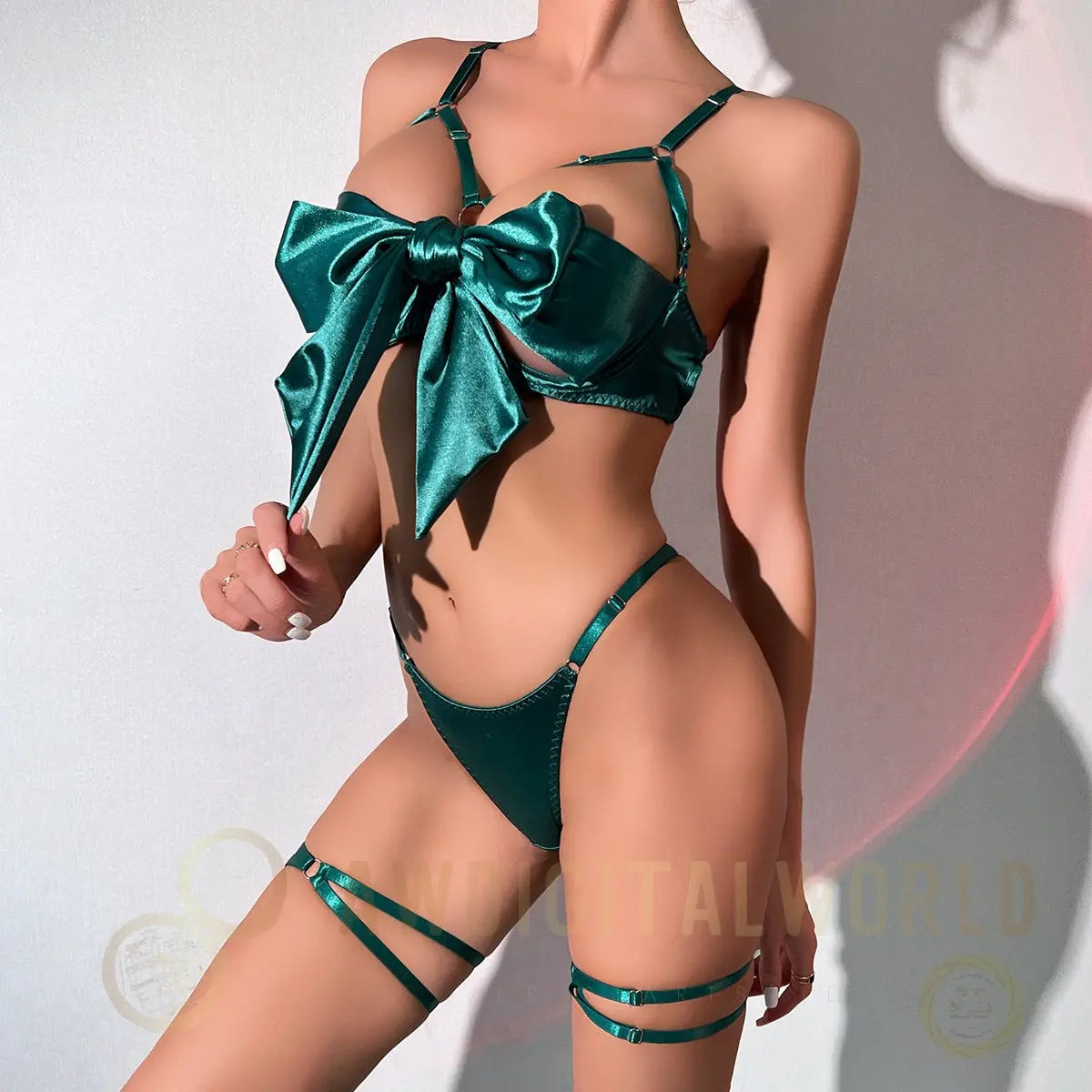 3-Piece Magic Bow Bra and G-String Set - S/M/L/XL JOJO Lingerie