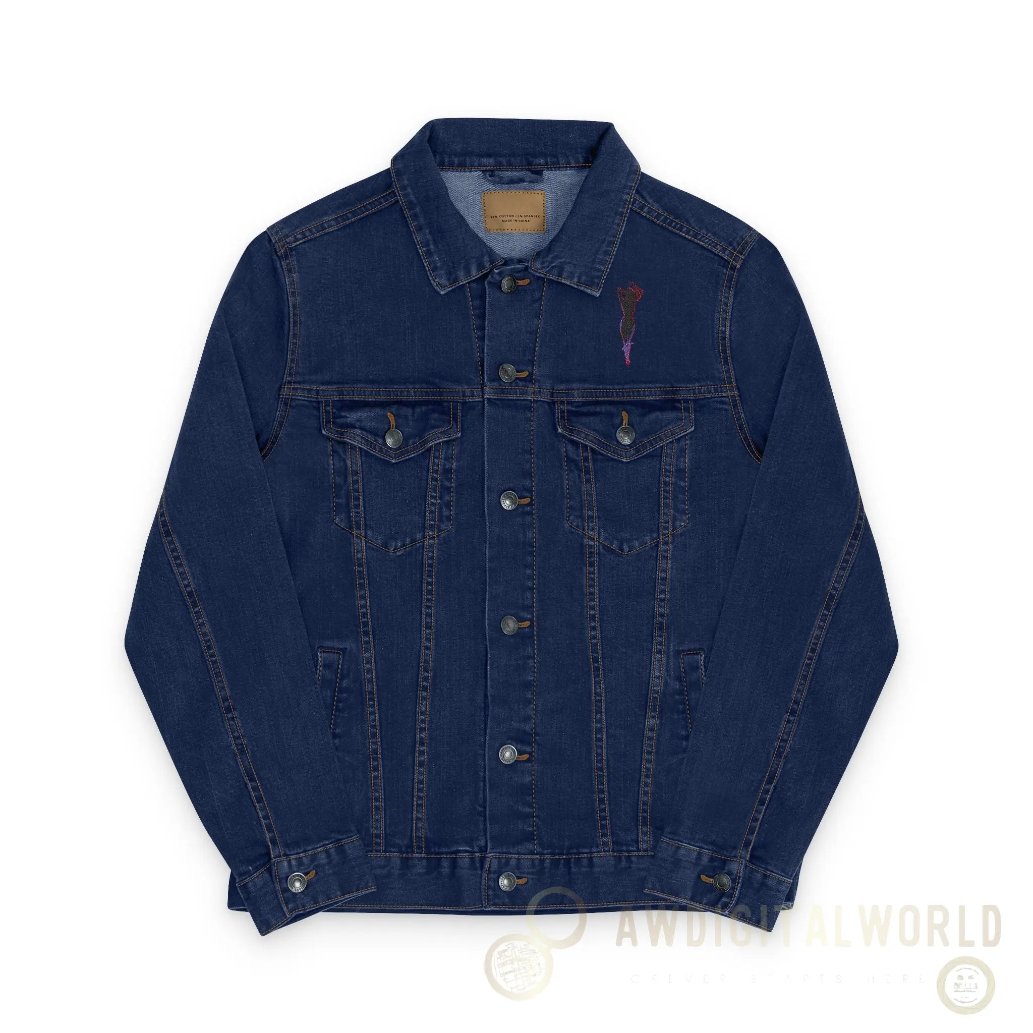 Unisex Embroidered Denim Jacket - Trendy Streetwear, Customizable Gift, Summer Style, Festival Fashion, Casual Wear - Andrew & Wendy