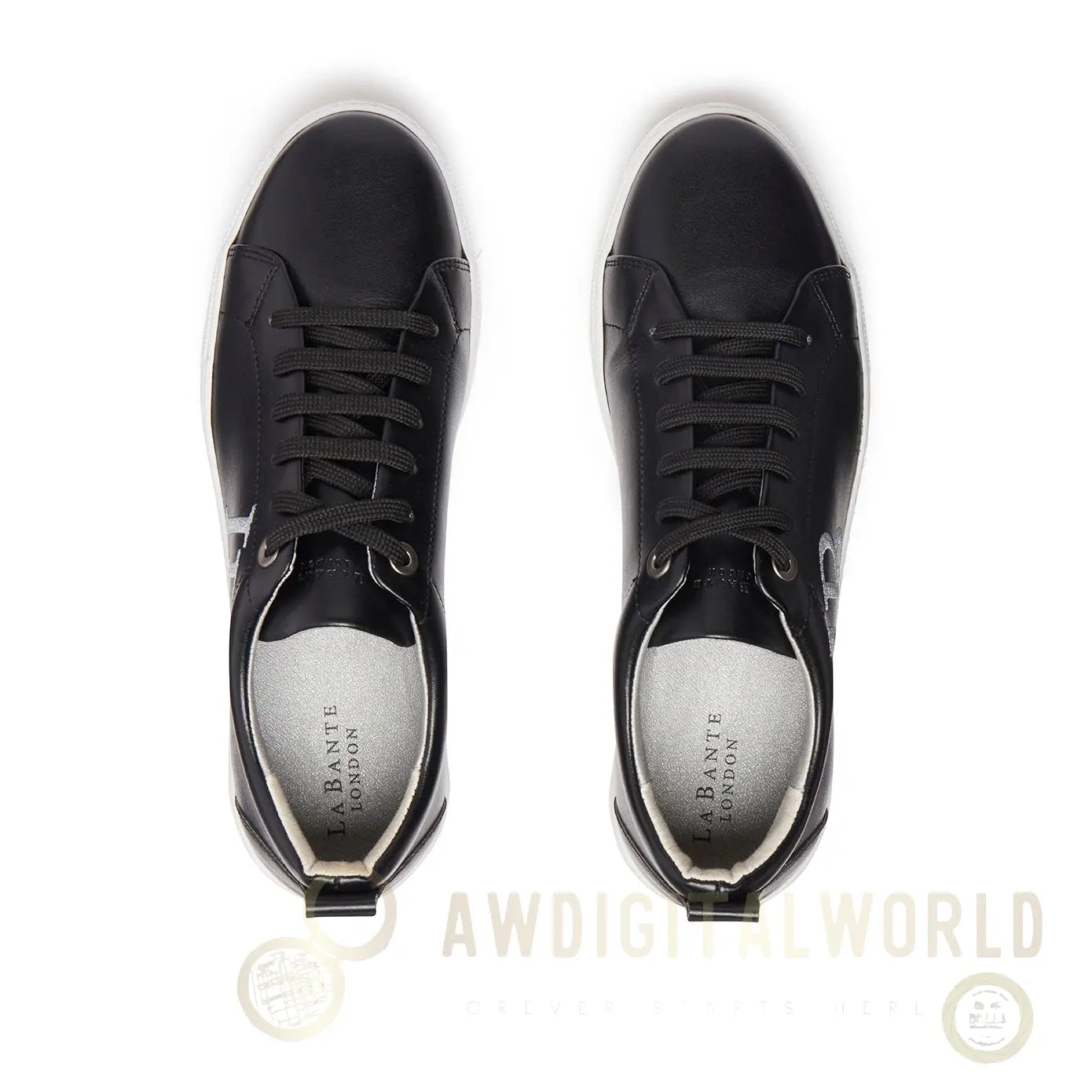 LB Black Apple Leather Sneakers for Women LaBante London