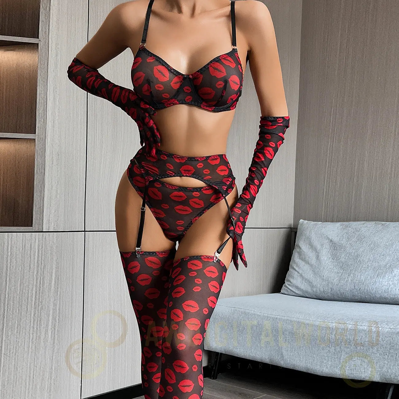 4-Piece Crown Pleasure Bra and Panty Set - S/M/L/XL/2XL JOJO Lingerie