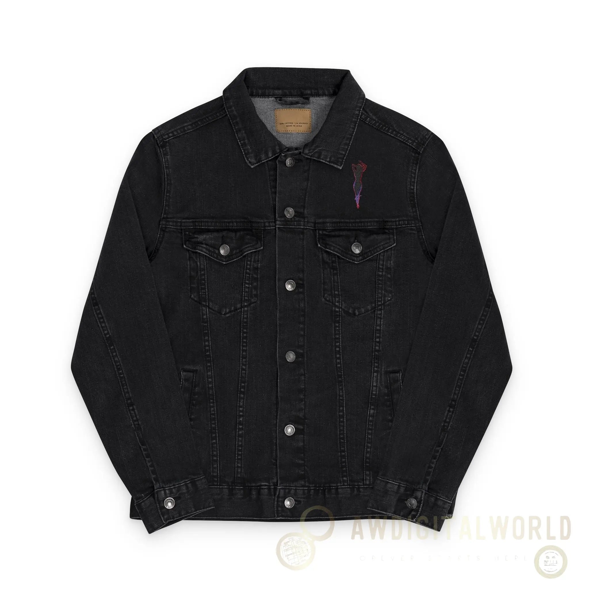 Unisex Embroidered Denim Jacket - Trendy Streetwear, Customizable Gift, Summer Style, Festival Fashion, Casual Wear - Andrew & Wendy