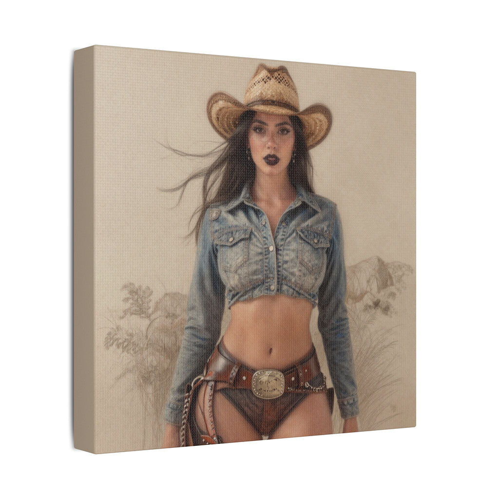 Cowgirl Portrait Satin Canvas Print — Stretched Wall Art