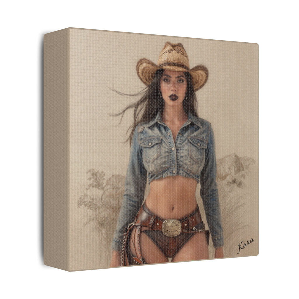 Cowgirl Portrait Satin Canvas Print — Stretched Wall Art