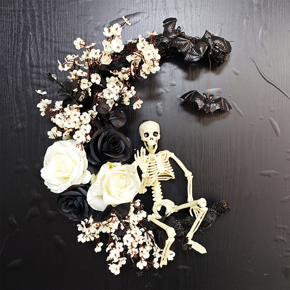 Gothic Halloween Wreath Skull Bats TM