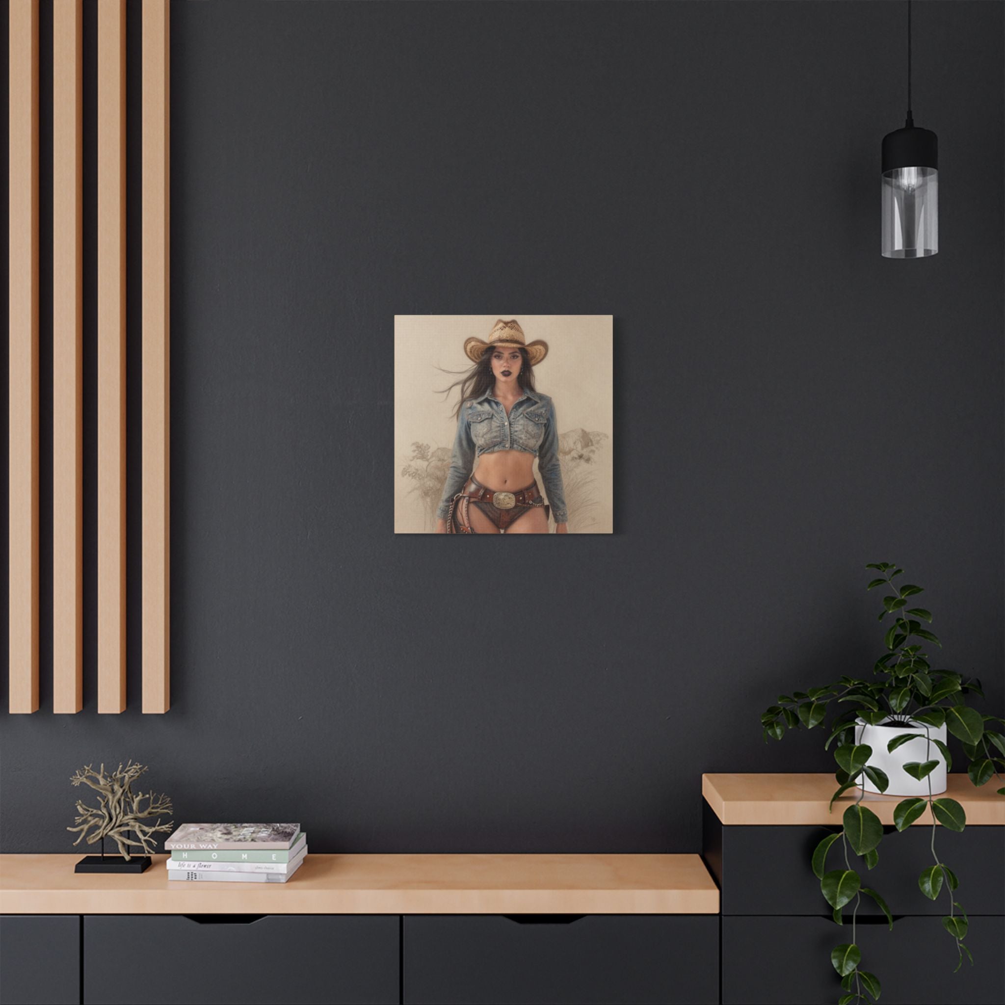 Cowgirl Portrait Satin Canvas Print — Stretched Wall Art