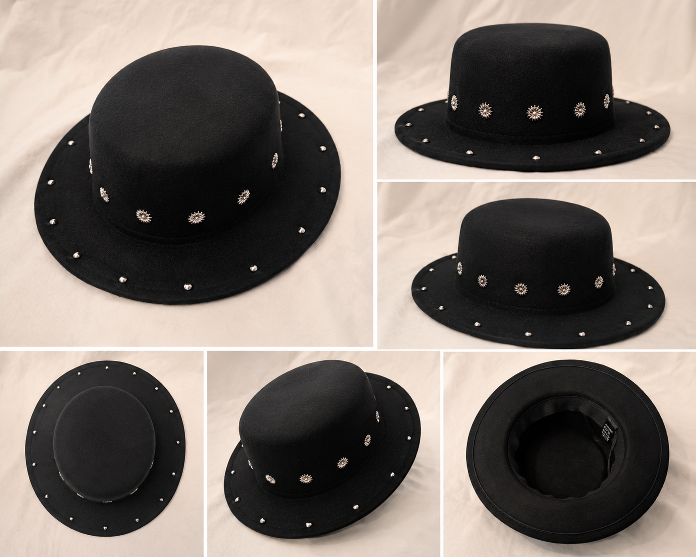 Gothic witch style fedora with rivets Wasted youth