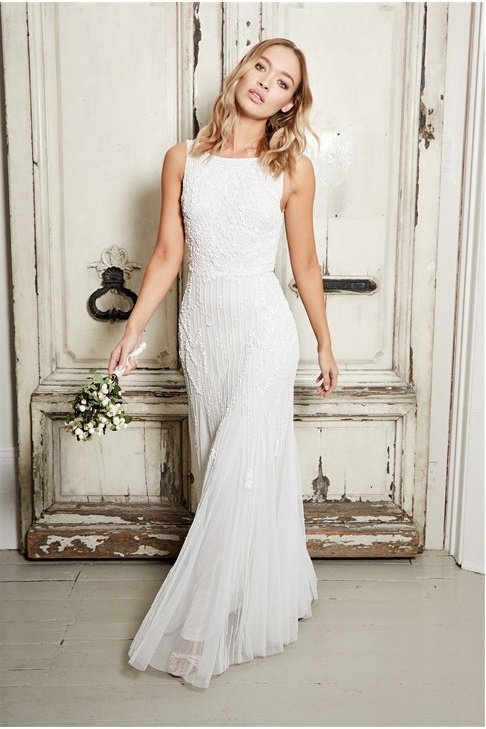 Gracey White Embellished Maxi Dress Aftershock London