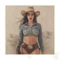 Cowgirl Portrait Satin Canvas Print — Stretched Wall Art Printify