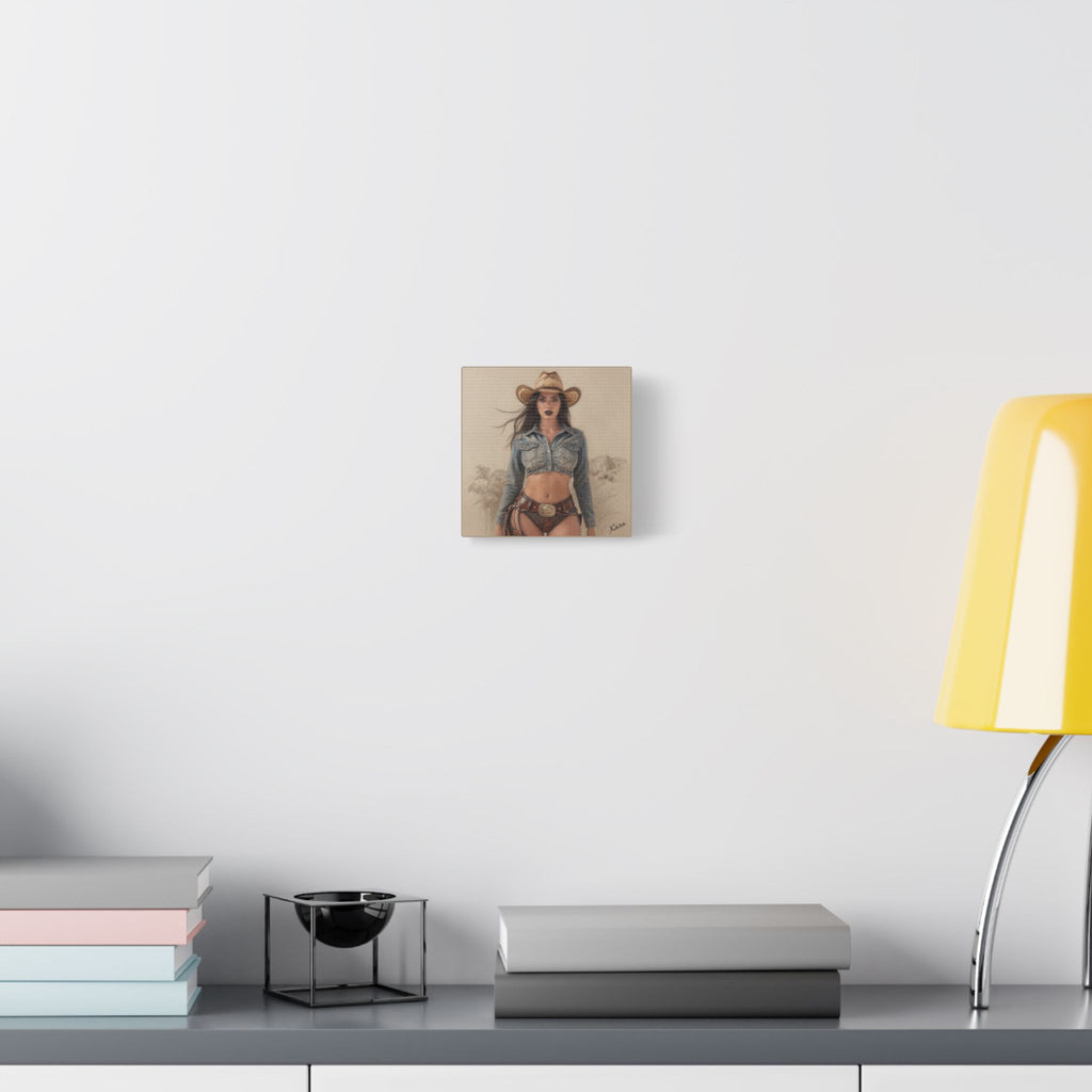 Cowgirl Portrait Satin Canvas Print — Stretched Wall Art