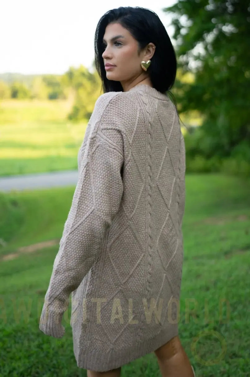 Aura Cable Knit Sweater Dress Threaded Pear